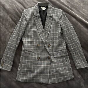 H&M Glen Plaid Double-Breasted Blazer